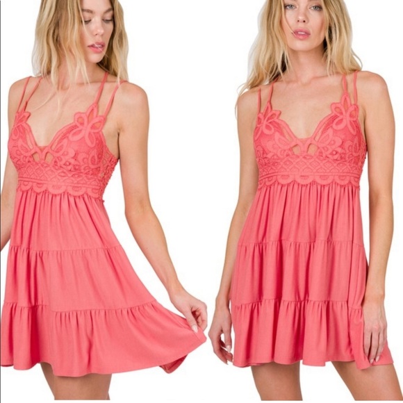 Dresses & Skirts - Crochet lace dress with criss cross back